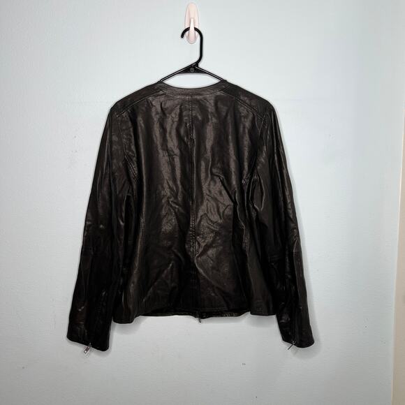 Eileen Fisher Black Leather Jacket - Large - Picture 2 of 6